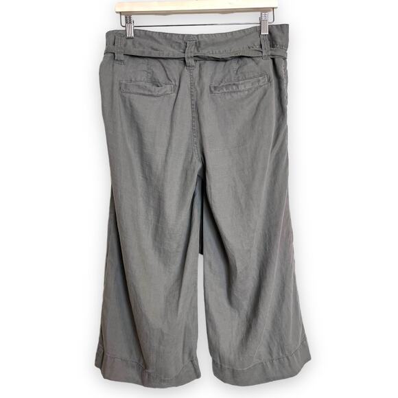 Calvin Klein Tie Front Wide Leg Relaxed Fit Linen Capri Pants Women's Size 8 - Picture 2 of 9